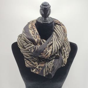 Animal Print Twisted Infinity Scarf | Brown/Tan